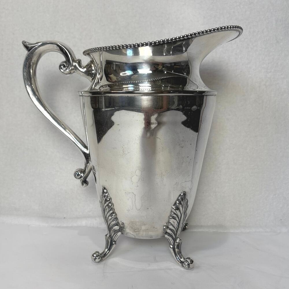 Antique Homan Silver Plate Water Pitcher 1810 Silver On Copper 9” 64 Oz 4 Foot